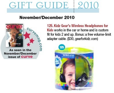 Curve Magazine Features Kidz Gear Holiday Gift Guide Nov-Dec 2010!